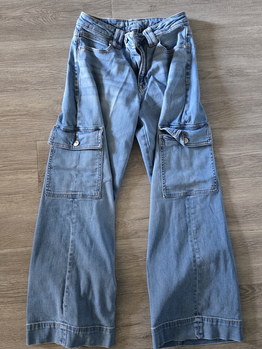 American Eagle Outfitters Light Blue Bootcut Cargo Jeans